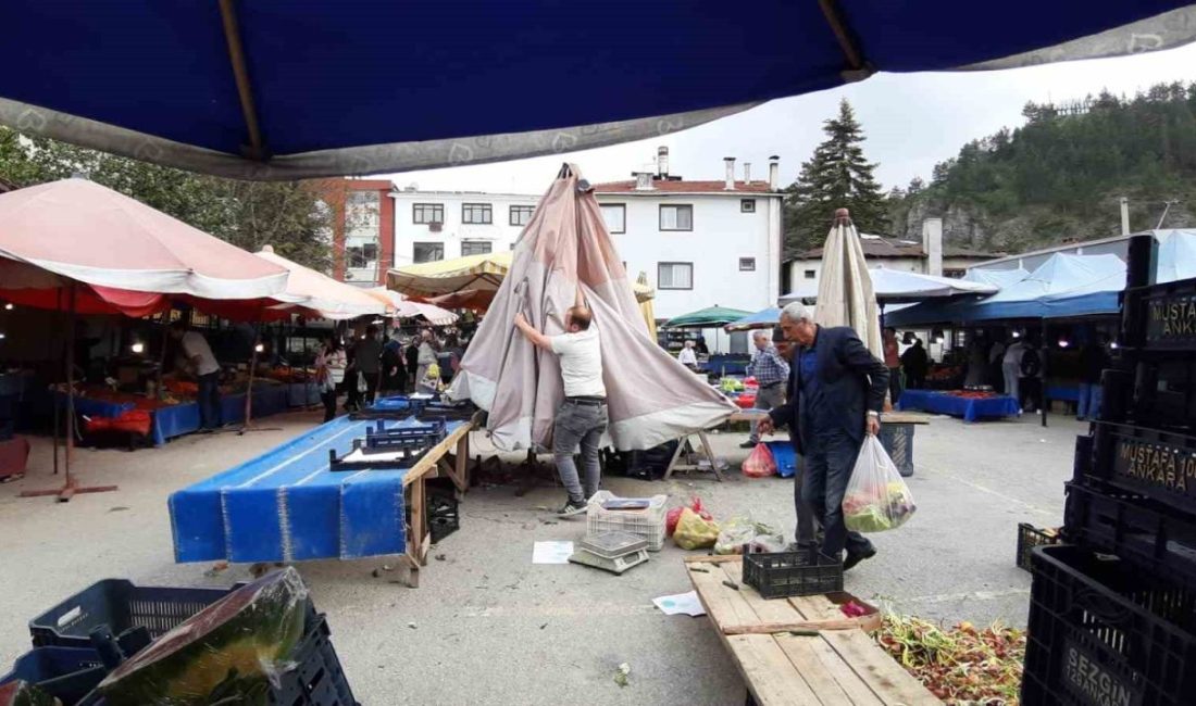 Bolu’nun Mudurnu ilçesinde kuvvetli rüzgar ve fırtına etkili olurken, kurulan