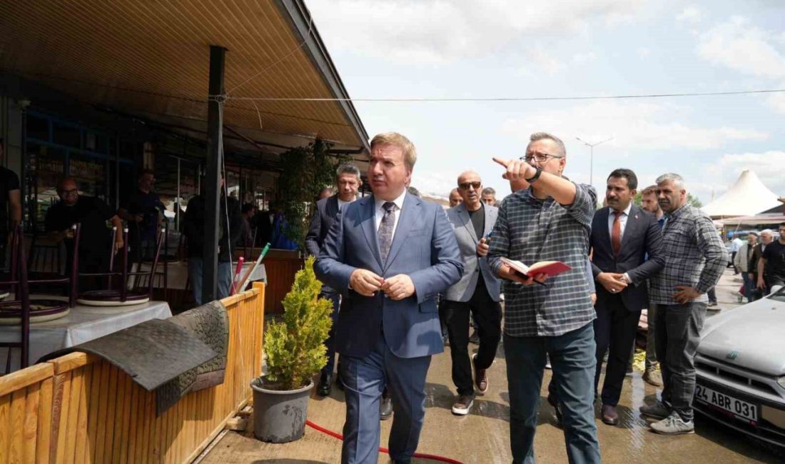 Erzincan Valisi Hamza Aydoğdu, Buğday Meydanı’nda meydana gelen yangın sonrası