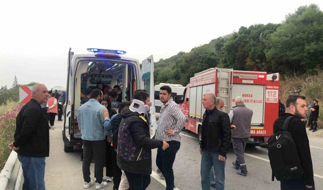 Bursa’nın Gemlik ilçesinde minibüs ile otomobilin kafa kafaya çarpıştığı kazada