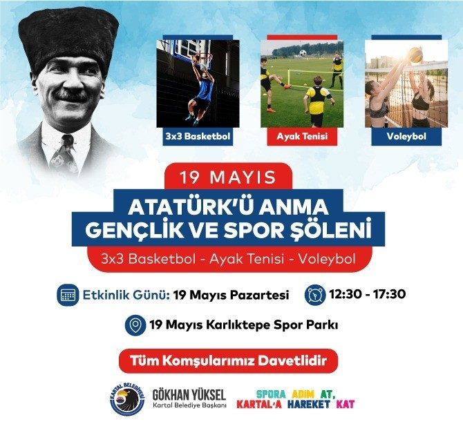 Kartal Belediyesi’nden 19 Mayıs’a yakışır kutlama: Spor ve sanatla dolu bir bayram Kartal Belediyesi, 19 Mayıs Atatürk’ü Anma, Gençlik ve Spor Bayramı’nı