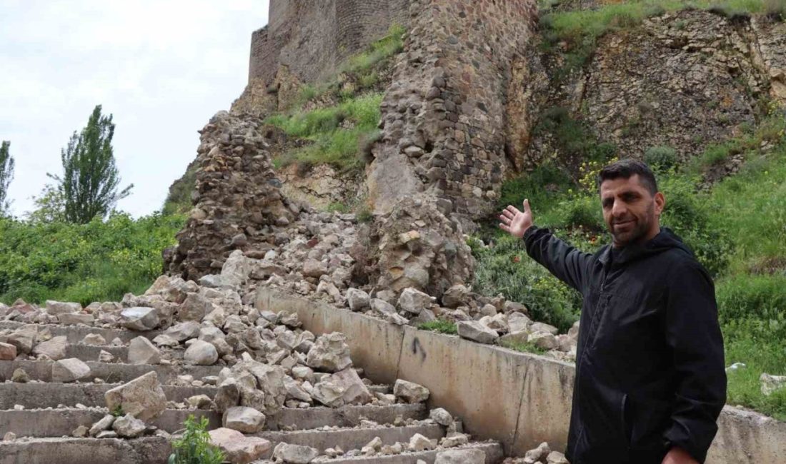 Erzurum’un Oltu ilçesinde tarihi binlerce yıla dayanan Oltu Kalesi duvarlarının