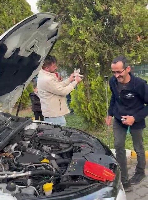 Otomobilin motoruna sıkışan yavru kedi kurtarıldı Karabük’ün Safranbolu ilçesinde bir alışveriş merkezinin otoparkında park halindeki otomobilin