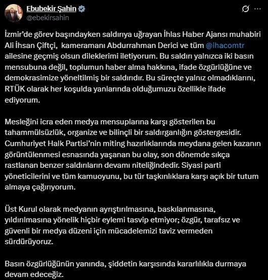 Radyo ve Televizyon Üst Kurulu (RTÜK) Başkanı Ebubekir Şahin, İzmir’de