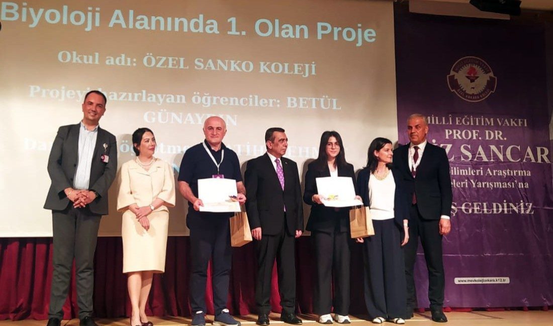 SANKO Okulları öğrencisi Betül Günaydın, Milli Eğitim Vakfı (MEV) tarafından