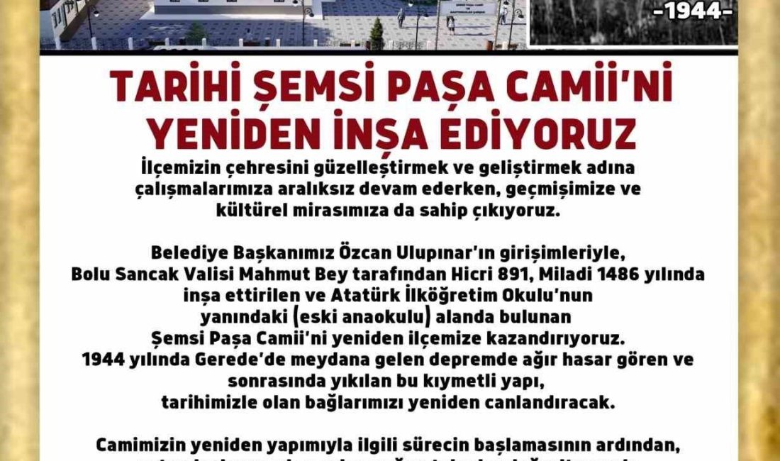 Şemsi Paşa Camisi 81 sonra yeniden inşa edilecek Devrek’te 1944 yılında meydana gelen depremde yıkılan Şemsi Paşa Camisi