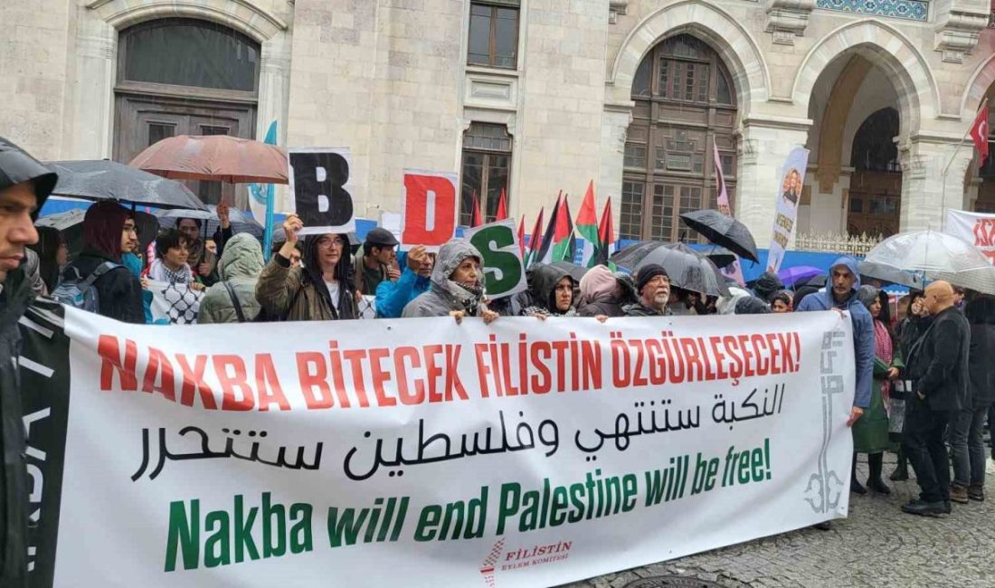 Sirkeci’de Nakba’nın 77. yıldönümü için eylem yapıldı Fatih Sirkeci’de Nakba’nın 77. yıldönümü için eylem yapıldı. Toplanan grup