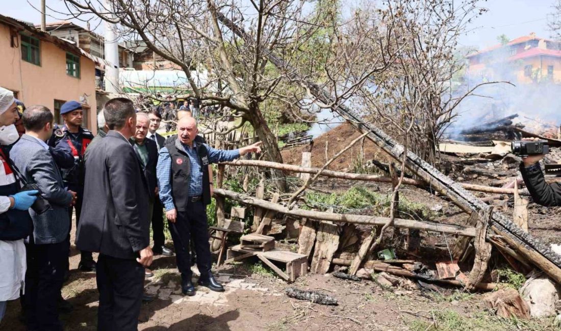 Çorum’un İskilip ilçesinde 3 ev, 2 samanlık ve 1 ahır