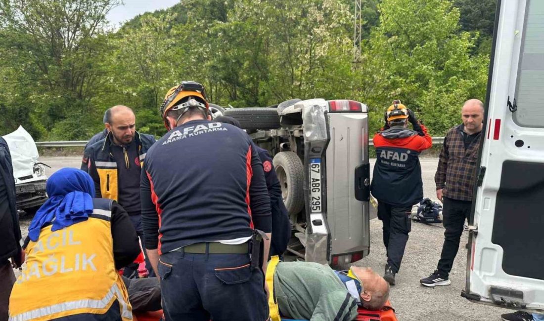 Zonguldak’ın Karaman beldesinde iki aracın çarpıştığı trafik kazasında araçlardan biri