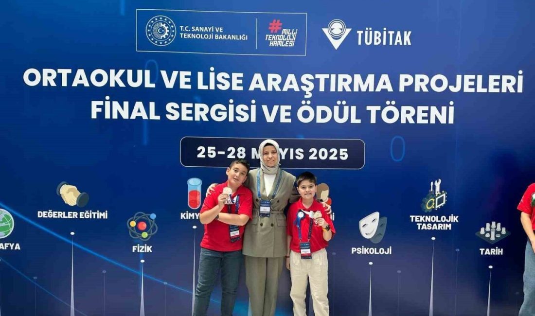 DÜZCE (İHA) – Ortaokul öğrencileri Araştırma Projeleri yarışmasında Türkiye finalinde