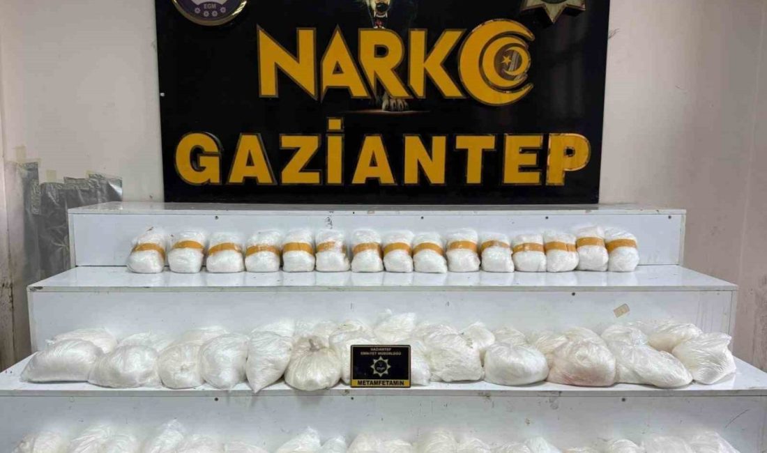 Gaziantep’te 58 kilo metamfetamin ele geçirildi Gaziantep’te bir araçta yapılan aramalarda 58 kilo 450 gram metamfetamin