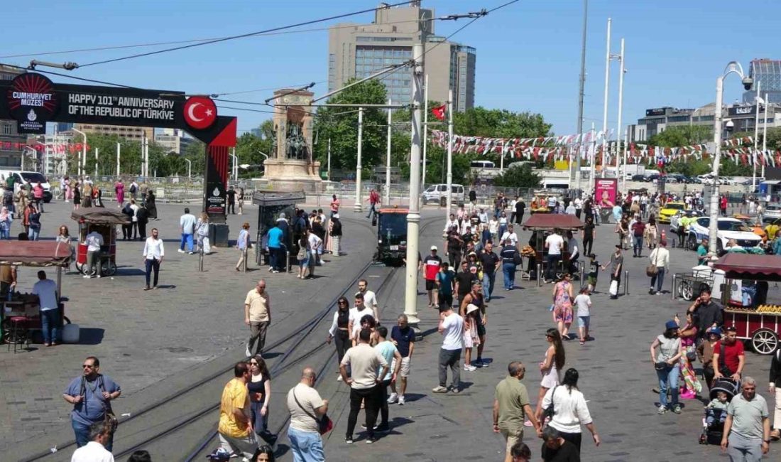 Taksim ve İstiklal Caddesi’nde bayram yoğunluğu Kurban Bayramı’nın son gününde yerli ve yabancı turistler, Taksim Meydanı