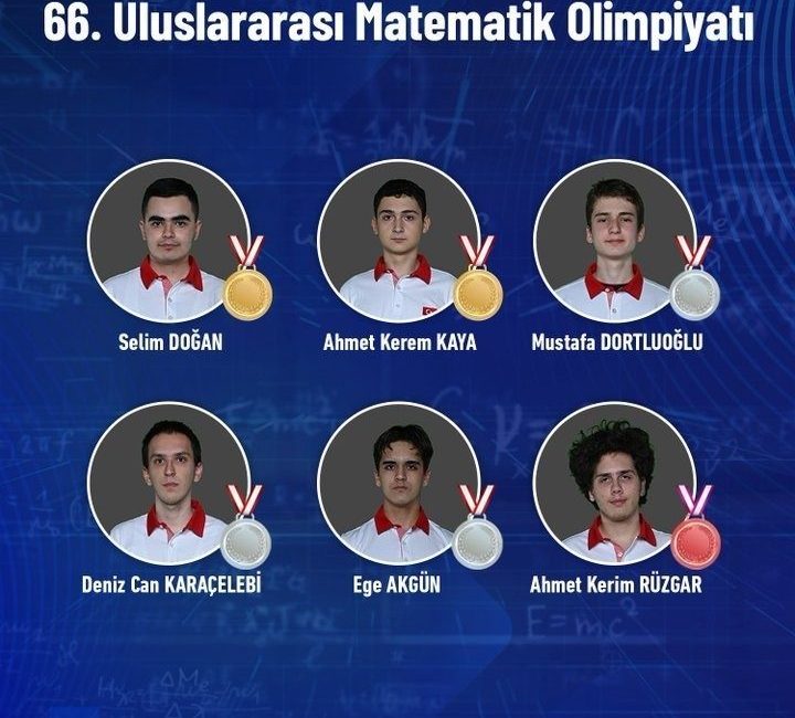 Avustralya’da 66. Uluslararası Matematik Olimpiyatı düzenlendi: Türkiye’ye 6 madalya Avustralya’da düzenlenen 66. Uluslararası Matematik Olimpiyatı’na Türkiye’den yarışmaya giden öğrenciler,