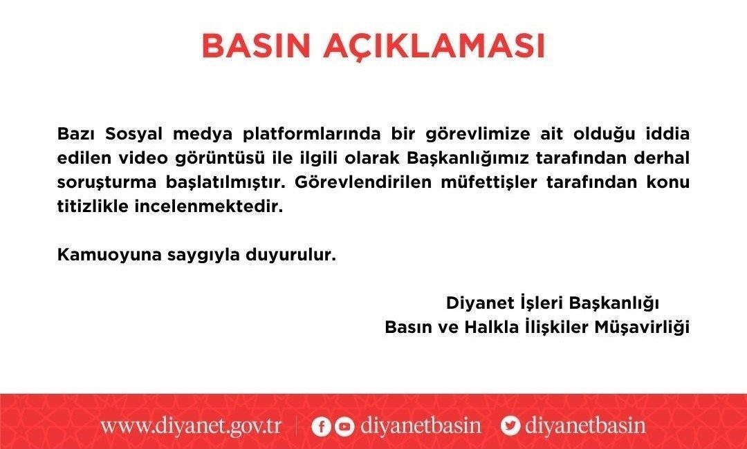 Diyanet İşleri Başkanlığı, sosyal medyada bir görevliye ait olduğu iddia