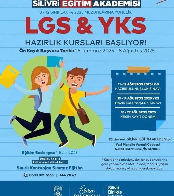 Silivri Belediyesi’nden LGS ve YKS’ye hazırlanan öğrencilere ücretsiz kurs fırsatı Silivri Belediyesi 2025-2026 eğitim öğretim döneminde LGS (Liselere Geçiş Sistemi)