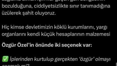 Adalet Bakanı Yılmaz Tunç, “Özgür Özel’in önünde iki seçenek var.