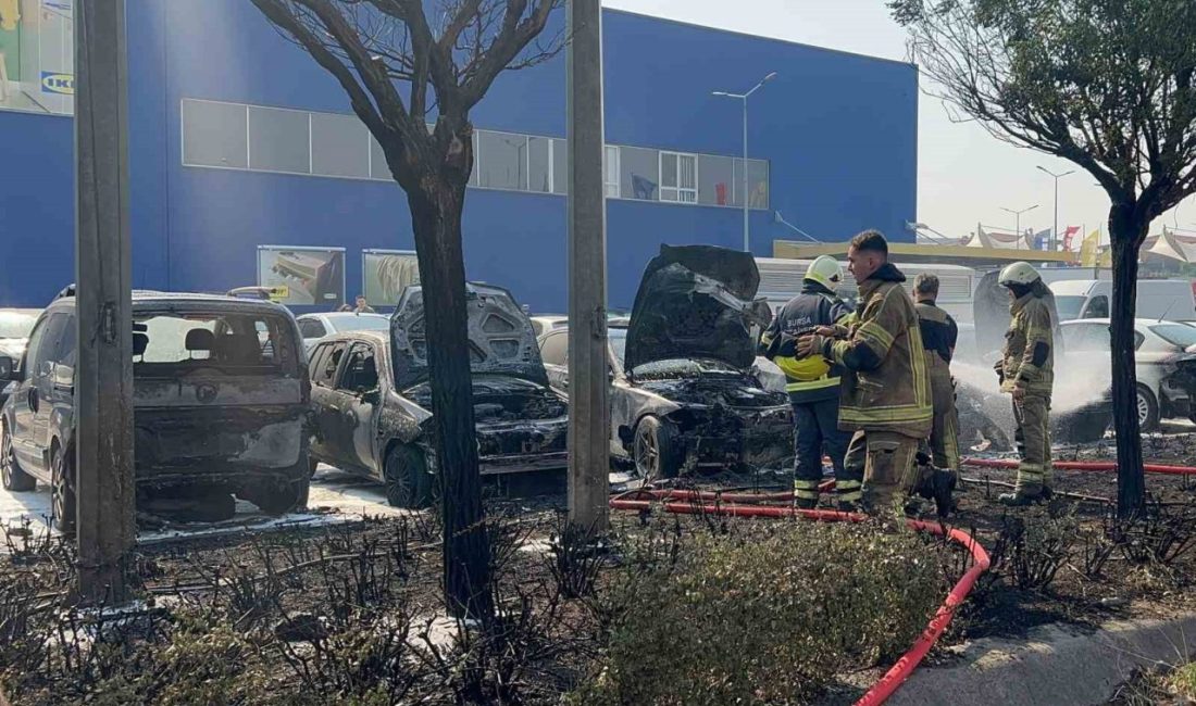 Bursa’daki bir AVM’nin dış otoparkında çıkan yangın paniğe neden oldu.