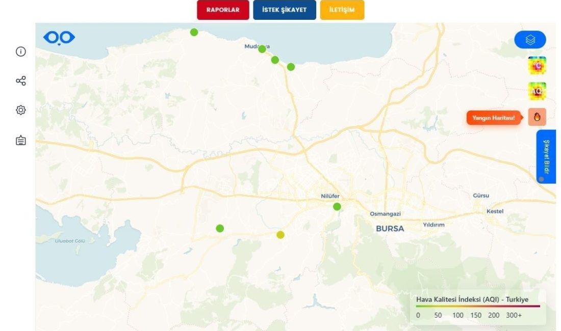 Büyükşehir’den yangın noktalarını anlık gösteren sistem Bursa Büyükşehir Belediyesi, hava ve gürültü kirliliğinin tespiti için geçtiğimiz