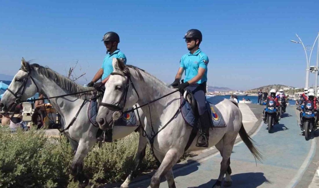 Yaz sezonunda nüfusu 200 bine ulaşan turizm merkezi Foça’da, Jandarma