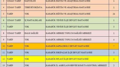Karabük’e 124’üncü Dönem Devlet Hizmeti Yükümlülüğü (DHY) kurası kapsamında toplam