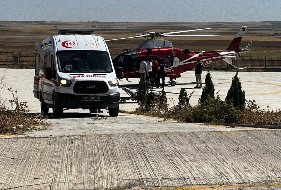 Konya’nın Kulu ilçesinde mide kanaması geçiren gurbetçi vatandaş hava ambulansı