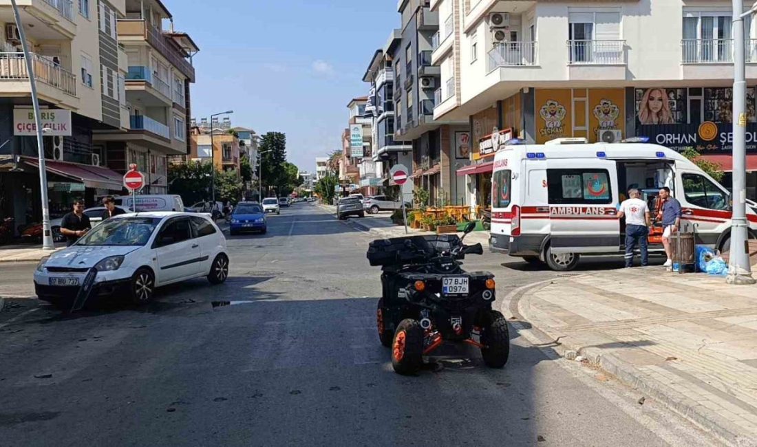 Manavgat’ta otomobilin çarptığı ATV sürücüsü yaralandı Antalya’nın Manavgat ilçesinde kavşak sisteminde otomobilin çarptığı ATV sürücüsü kadın