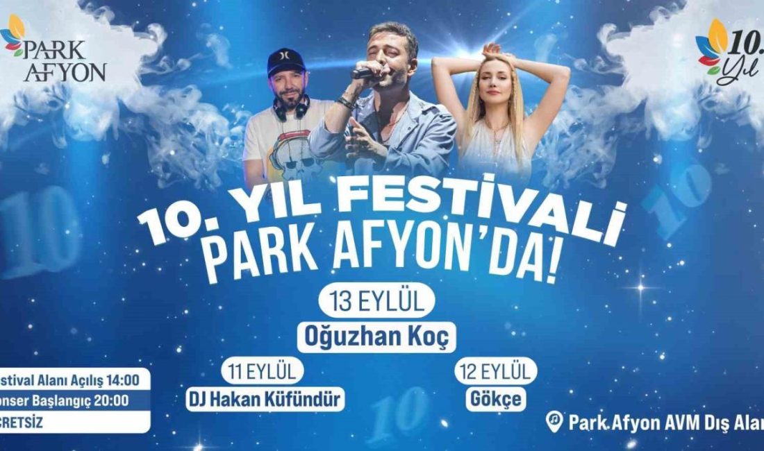 Park Afyon AVM’de 10’ncu yıl festivali Park Afyon Alışveriş Merkezi, 9-14 Eylül 2025 tarihleri arasında düzenleyeceği