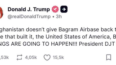 ABD Başkanı Donald Trump, Afganistan’da bulunan Bagram Hava Üssü’nün kontrolünü