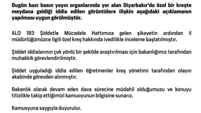 Aile ve Sosyal Hizmetler Bakanlığı tarafından Diyarbakır’daki özel kreşte meydana