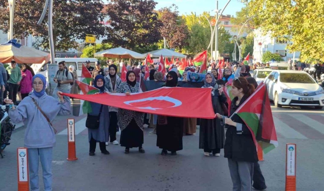 Bartın’daki sivil toplum örgütleri, İsrail’in katliamlarına tepki amacıyla yola çıkan