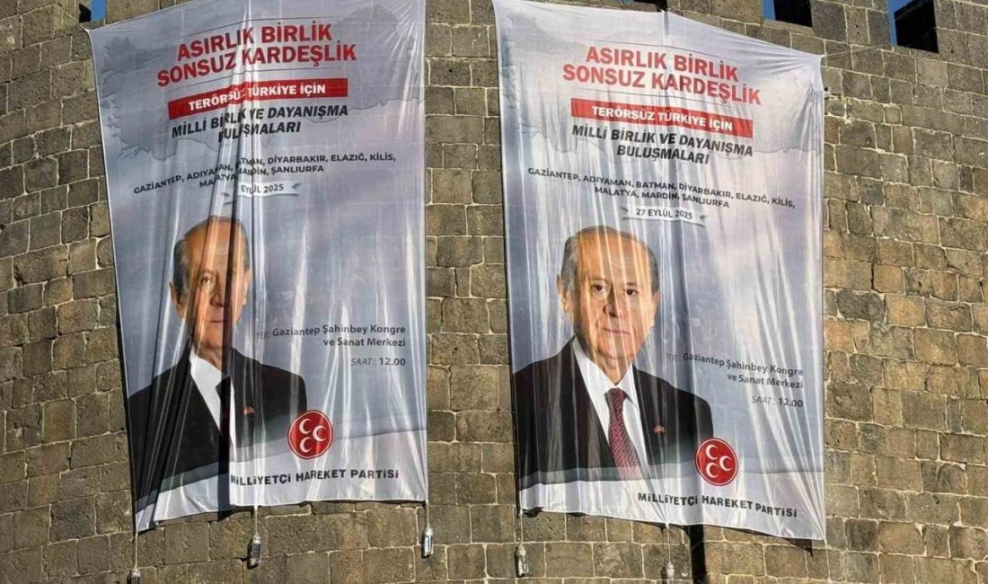 Diyarbakır’da surlara Milliyetçi Hareket Partisi (MHP) Genel Başkanı Devlet Bahçeli’nin