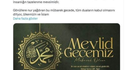 Cumhurbaşkanı Recep Tayyip Erdoğan’ın eşi Emine Erdoğan, Mevlit Kandili dolayısıyla