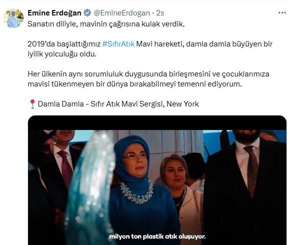 Cumhurbaşkanı Recep Tayyip Erdoğan’ın eşi, Birleşmiş Milletler (BM) Sıfır Atık