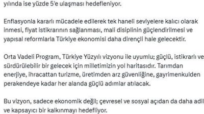 Cumhurbaşkanlığı İletişim Başkanı Burhanettin Duran, “Orta Vadeli Program, Türkiye Yüzyılı