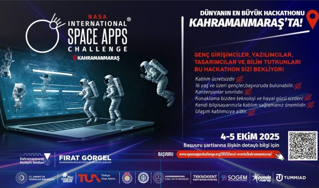 Kahramanmaraş’ta “NASA Space Apps Challenge” organizasyonu NASA tarafından Kahramanmaraş’ta ilk kez gerçekleştirilecek “NASA Space Apps Challenge”