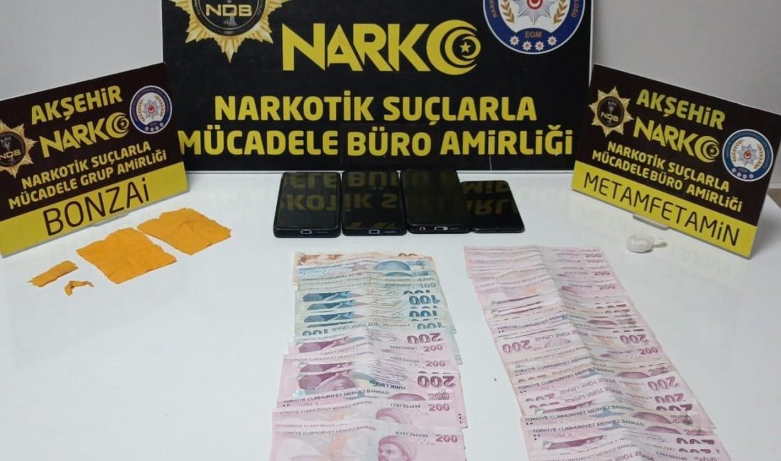 Akşehir’de uyuşturucu operasyonu Konya’nın Akşehir ilçesinde polis ekipleri tarafından yapılan operasyonda 800 kullanımlık
