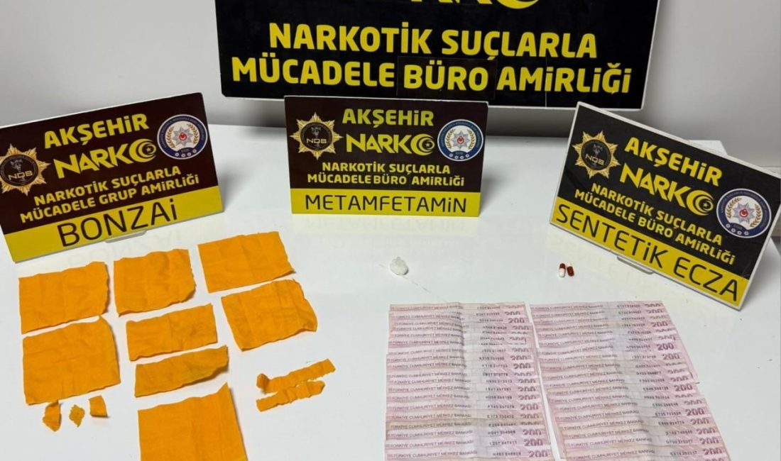 Konya’nın Akşehir İlçe Emniyet Müdürlüğü ekiplerinin gerçekleştirdiği uyuşturucu operasyonunda gözaltına
