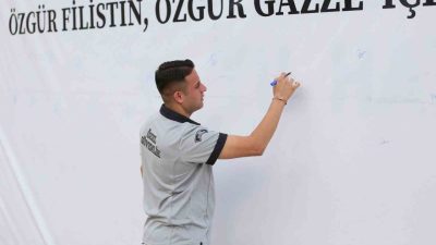 Alanya Alaaddin Keykubat Üniversitesi (ALKÜ) Kestel Yerleşkesine yapılan “Özgür Filistin,