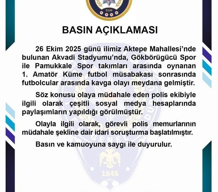 Denizli’nin Pamukkale ilçesinde oynanan amatör lig maçında çıkan kavgaya polisin