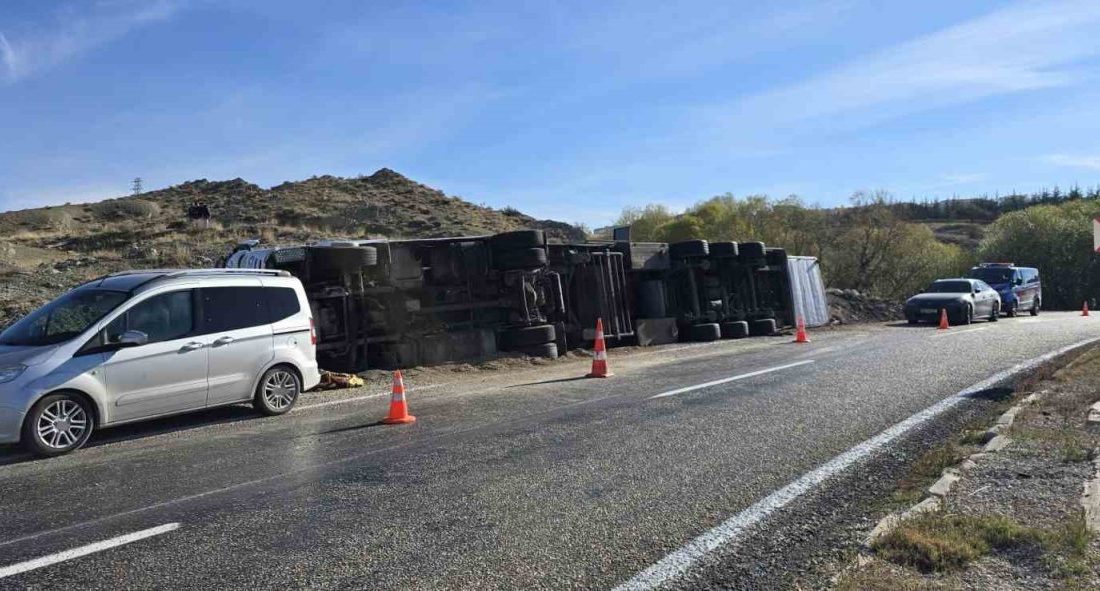 Ankara’nın Haymana ilçesinde kontrolden çıkarak devrilen tırda yüklü 55 Angus