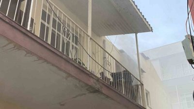 Antalya’nın Serik ilçesinde yangın çıkan müstakil evdeki muhabbet kuşunu itfaiye