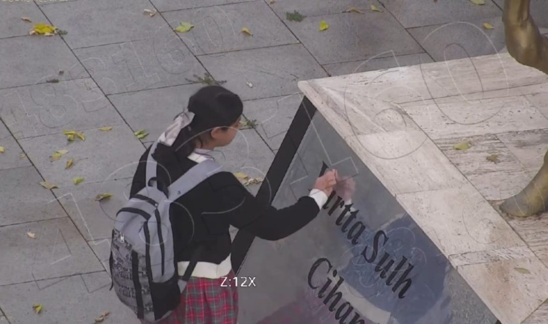 Ağrı’da Atatürk büstünü temizleyip selam veren minik Asmin Erdem, Cumhuriyet’in