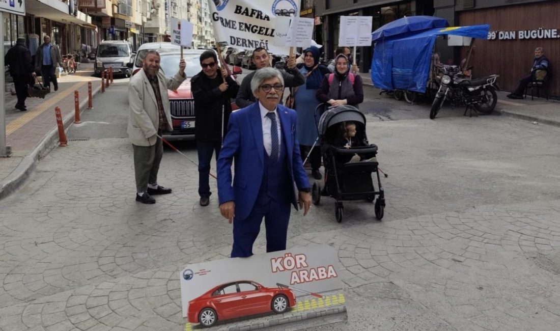 Bafra’da görme engellilerden farkındalık yürüyüşü Samsun’un Bafra ilçesinde, 15 Ekim Dünya Beyaz Baston Görme Engelliler