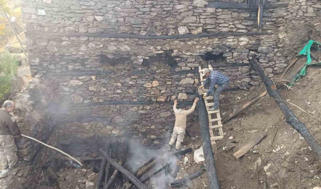 Van’ın Bahçesaray ilçesinde bir evin odunluğunda çıkan yangın, evlere sıçramadan