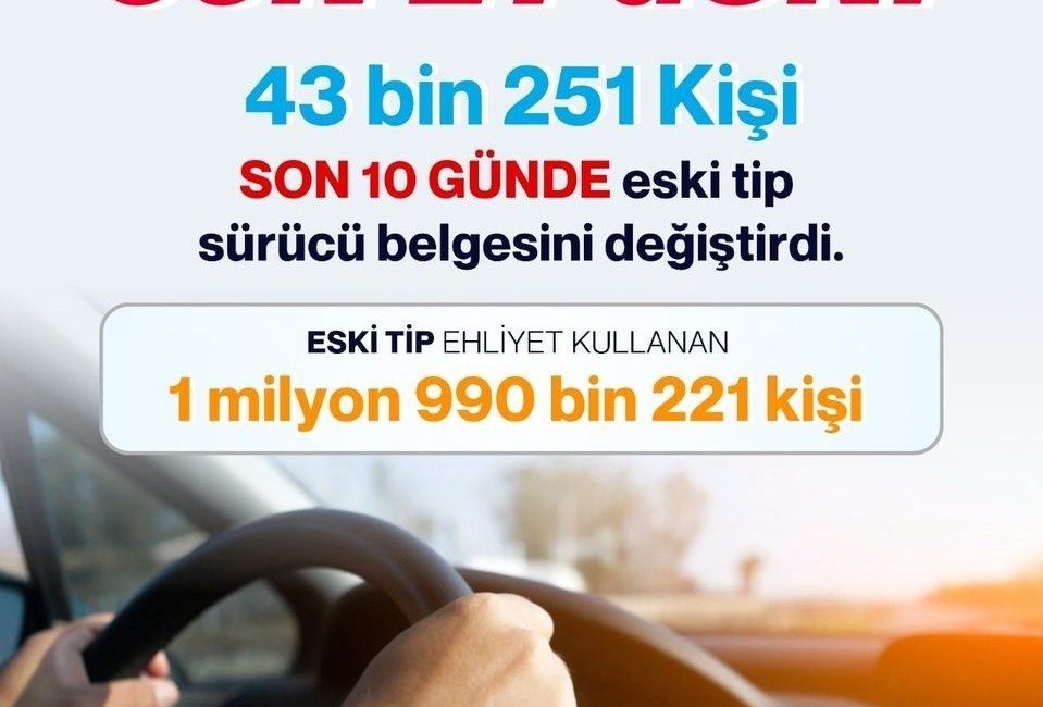 Bakan Yerlikaya: “(Eski tip sürücü belgesi) Son 21 gün, süre uzatılmayacak” İçişleri Bakanı Ali Yerlikaya, “Son 21 gün, süre uzatılmayacak. Ekim