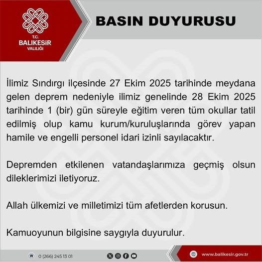 Balıkesir’in Sındırgı ilçesinde meydana gelen 6.1 büyüklüğündeki depremin ardından Balıkesir