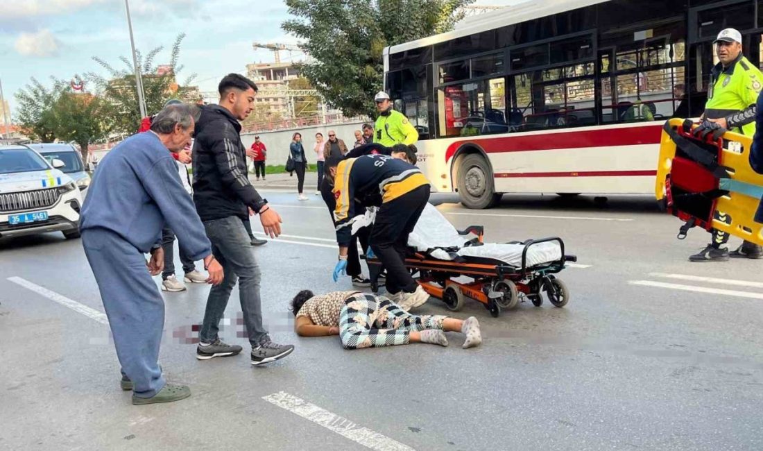 İzmir’in Konak ilçesinde yolun karşısına geçmek isteyen bir kadına belediye