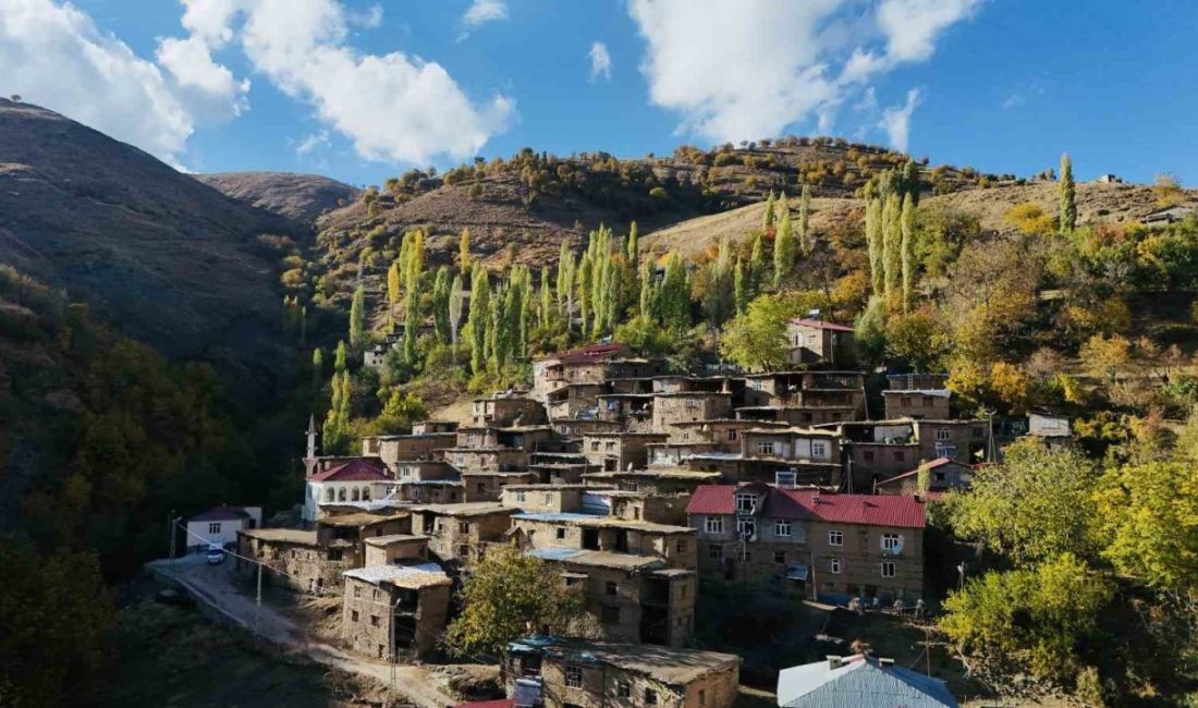 Bitlis’in Hizan ilçesinde tarihi taş evler sonbaharda kartpostallık manzaralar oluşturuyor.