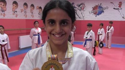 Siirt’te, boyu uzasın diye taekwondoya giden 11 yaşındaki Elif Bağra,