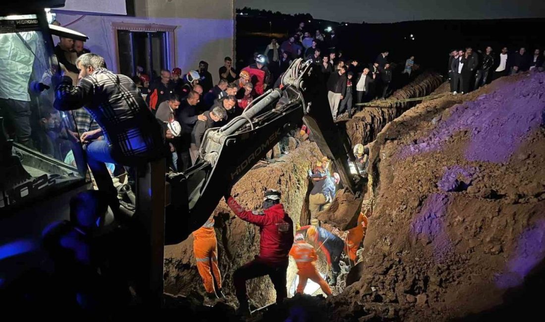 Bursa’nın Mudanya ilçesinde yeni yaptıkları evlerine kanalizasyon çukuru kazarken göçük