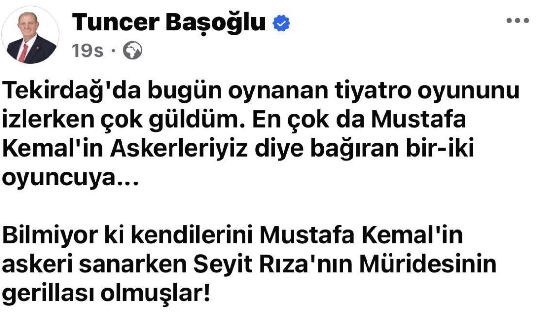 Cumhuriyet Halk Partisi’nden (CHP) istifa eden Hayrabolu Belediye Başkanı Tuncer